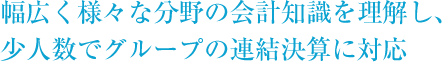 証券・銀行・保険事業をグループ内に抱え、目まぐるしく変化する会計基準に少人数で対応