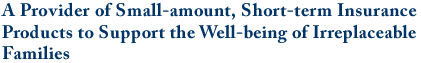 A Provider of Small-amount, Short-term Insurance Products to Support the Well-being of Irreplaceable Families