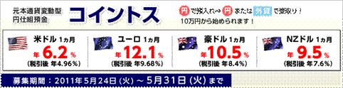 5月24日～31日募集のコイントス顧客提示レート