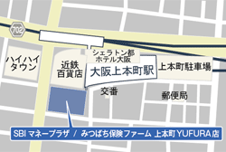 上本町YUFURA店の地図