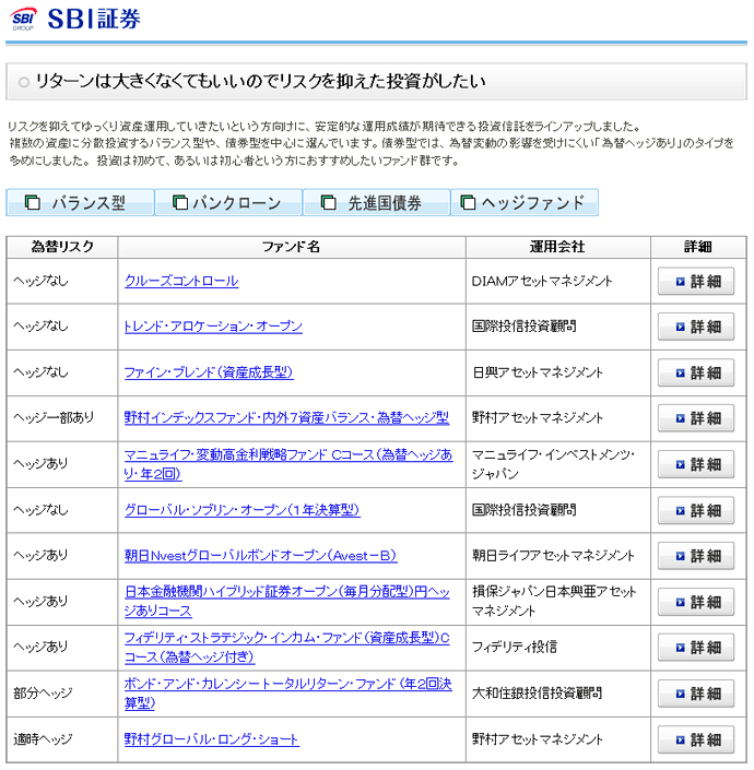 「NISAおすすめ商品」コンテンツの一例：NISAおすすめファンド